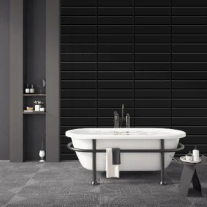 Midas Black Glossy Ceramic Wall Tile | 300×600 mm